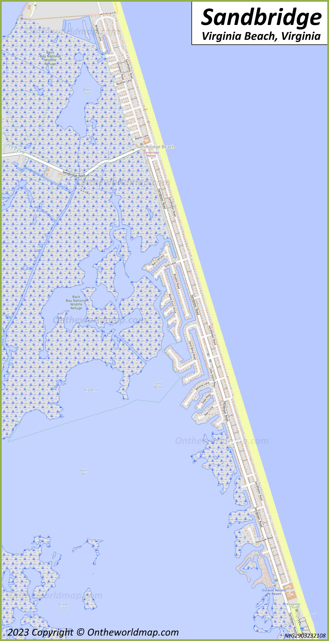 Sandbridge Map | Virginia Beach - Ontheworldmap for Map Of Sandbridge Beach Virginia
