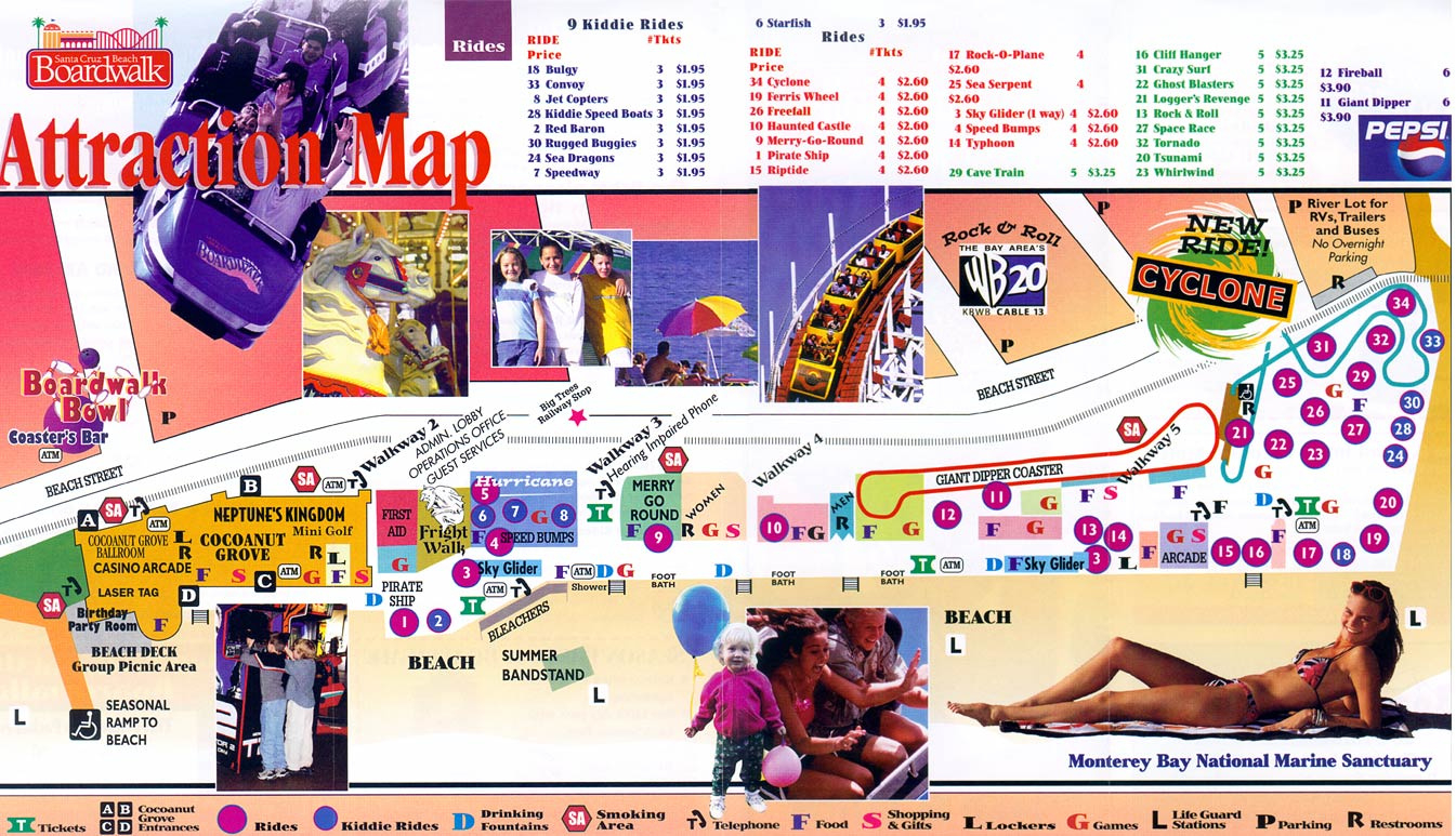 Santa Cruz Beach Boardwalk Map And Brochure (2025 - 2003 for Map Santa Cruz Beach Boardwalk