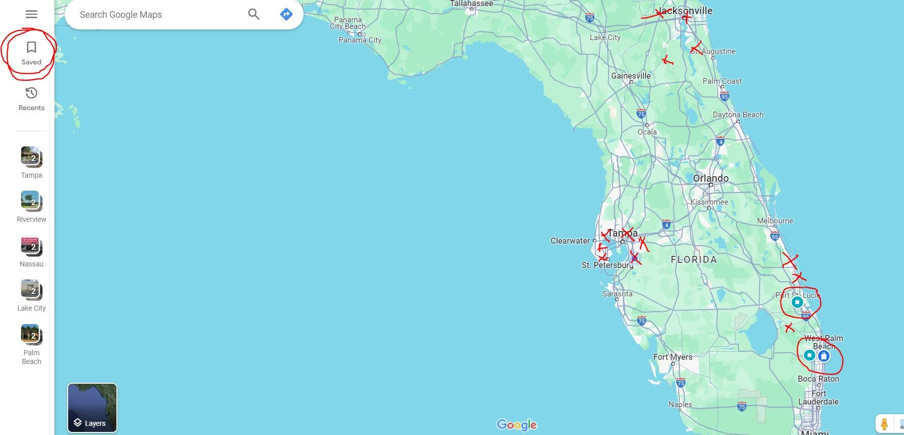 Saved Placed Stopped Displaying On Desktop Google Maps - Google for West Palm Beach Google Maps