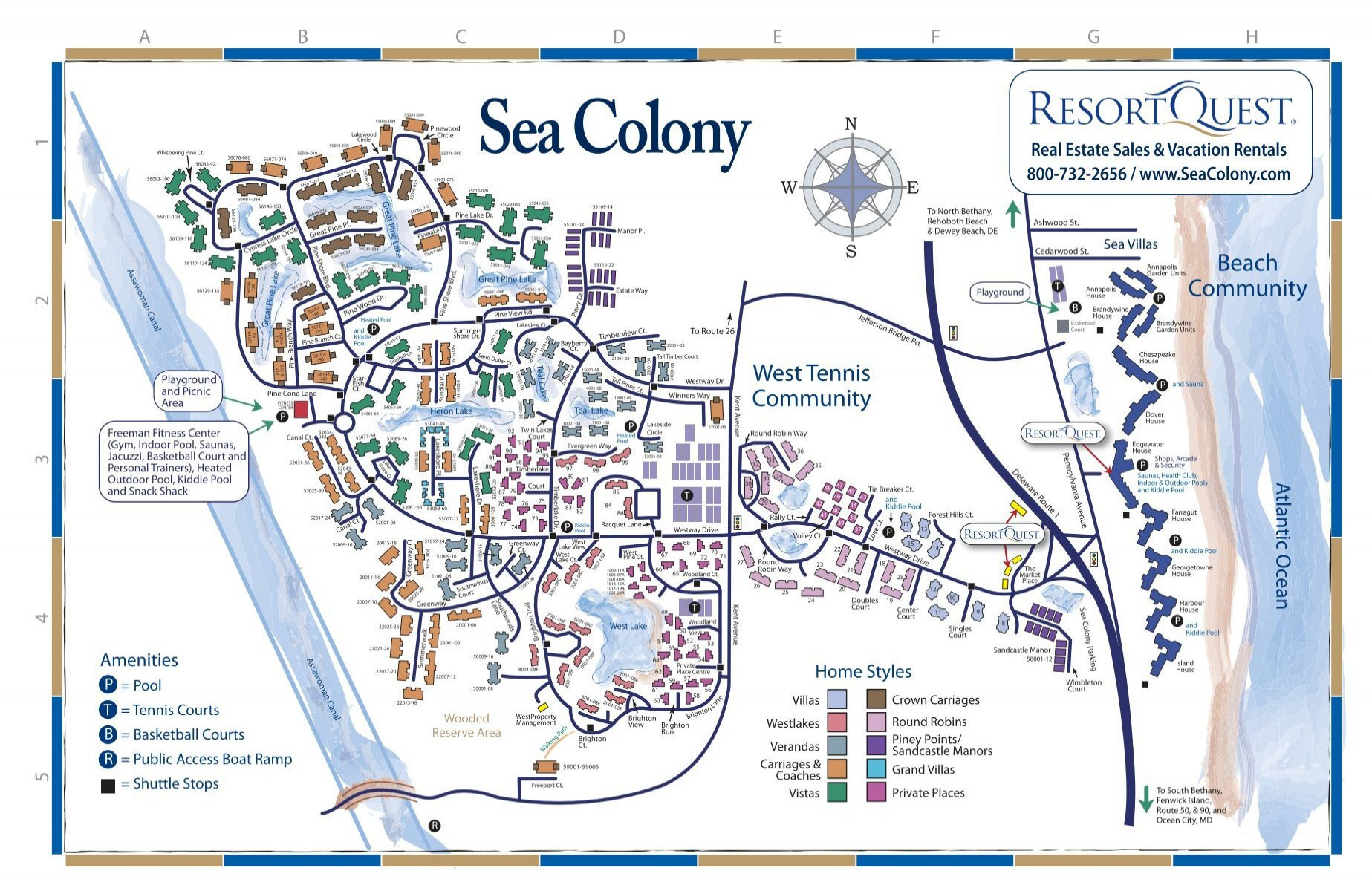 Sea Colony - Resortquest Real Estate throughout Sea Colony Bethany Beach Map