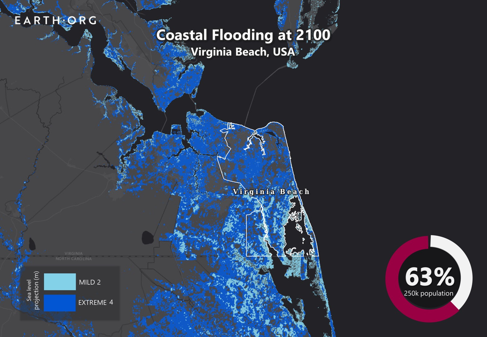 Sea Level Rise Projection Map - Virginia Beach | Earth intended for Virginia Beach Va Flood Zone Map
