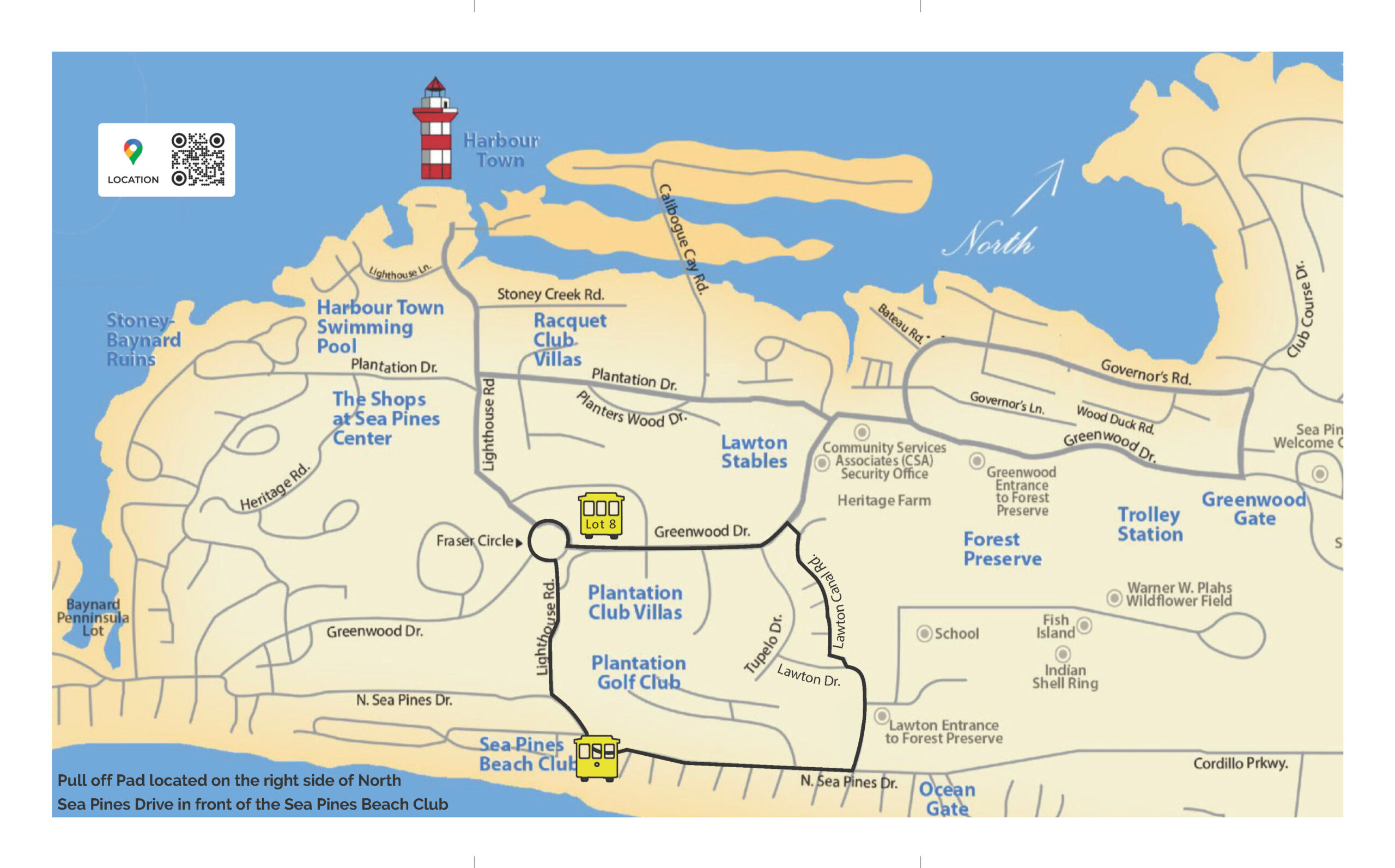 Sea Pines Community Services Associates › Beach Shuttle Service for Sea Pines Beach Access Map