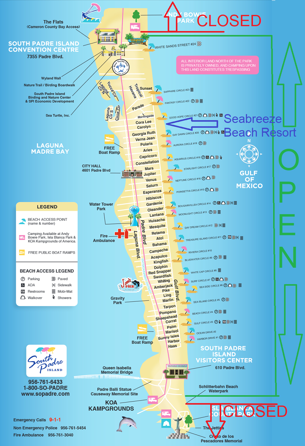 Seabreeze Beach Resort On South Padre Island Tx | Beachfront within Map of South Padre Island Beach Access