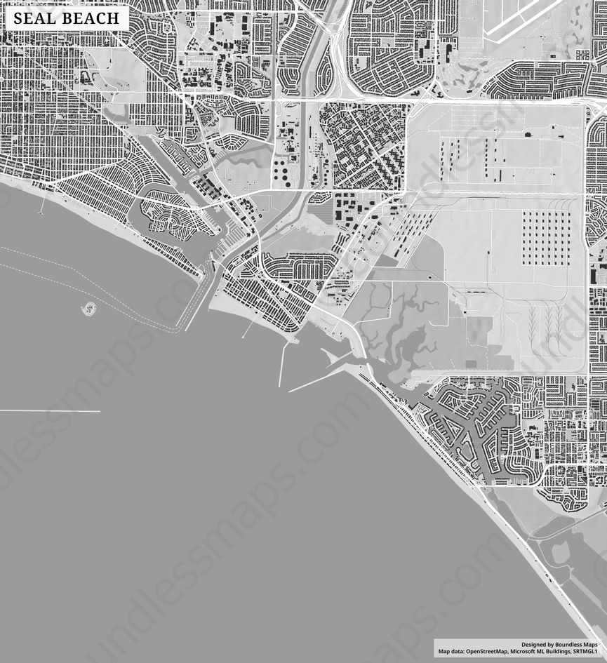 Seal Beach - Figure-Ground Vector Map | Boundless Maps with regard to Map Of Leisure World Seal Beach Ca