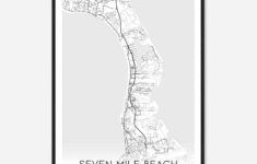 Seven Mile Beach Cayman Islands Map Poster, Seven Mile Beach City Road Wall  Art Print - Custom Maps &amp; Posters intended for Cayman Islands 7 Mile Beach Map