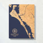 Siesta Key, Florida Map | Engraved Wood Coastal Art Sign, Beach Intended For Map Of Florida Gulf Coast Siesta Key