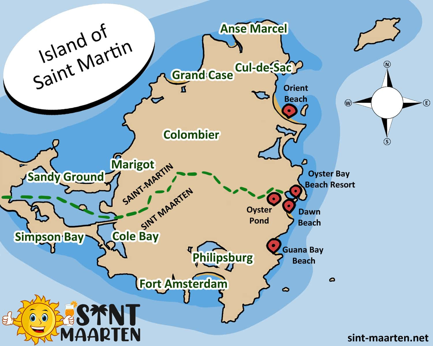 Sint Maarten Dawn Beach Travel Guide pertaining to Map of St Maarten Beaches