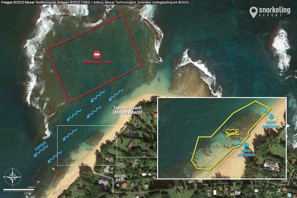 Snorkeling At Tunnels Beach (Makua Beach), Kauai | Snorkeling In intended for Map Of Tunnels Beach Kauai
