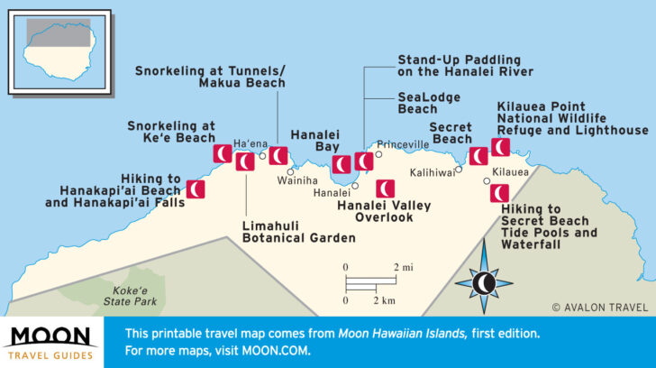 Map of Tunnels Beach Kauai