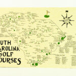 South Carolina Golf Courses Map   Etsy Österreich In Map Of Golf Courses In Myrtle Beach Sc
