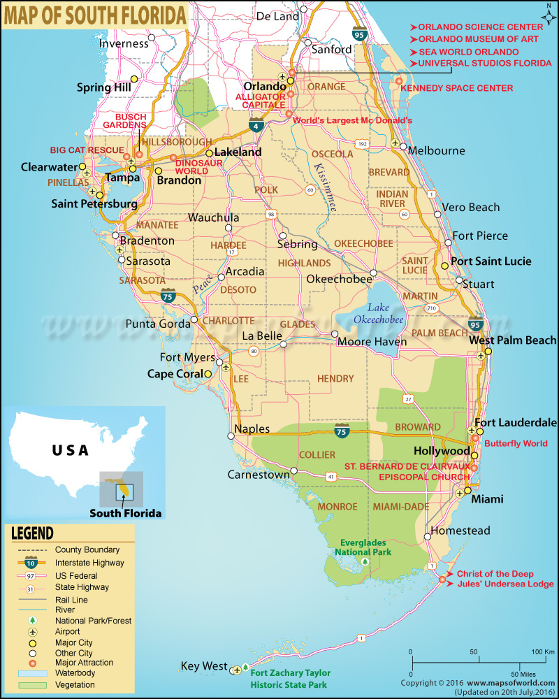 South Florida Map - Usa Coastal Regions with regard to Map of South Florida East Coast Cities