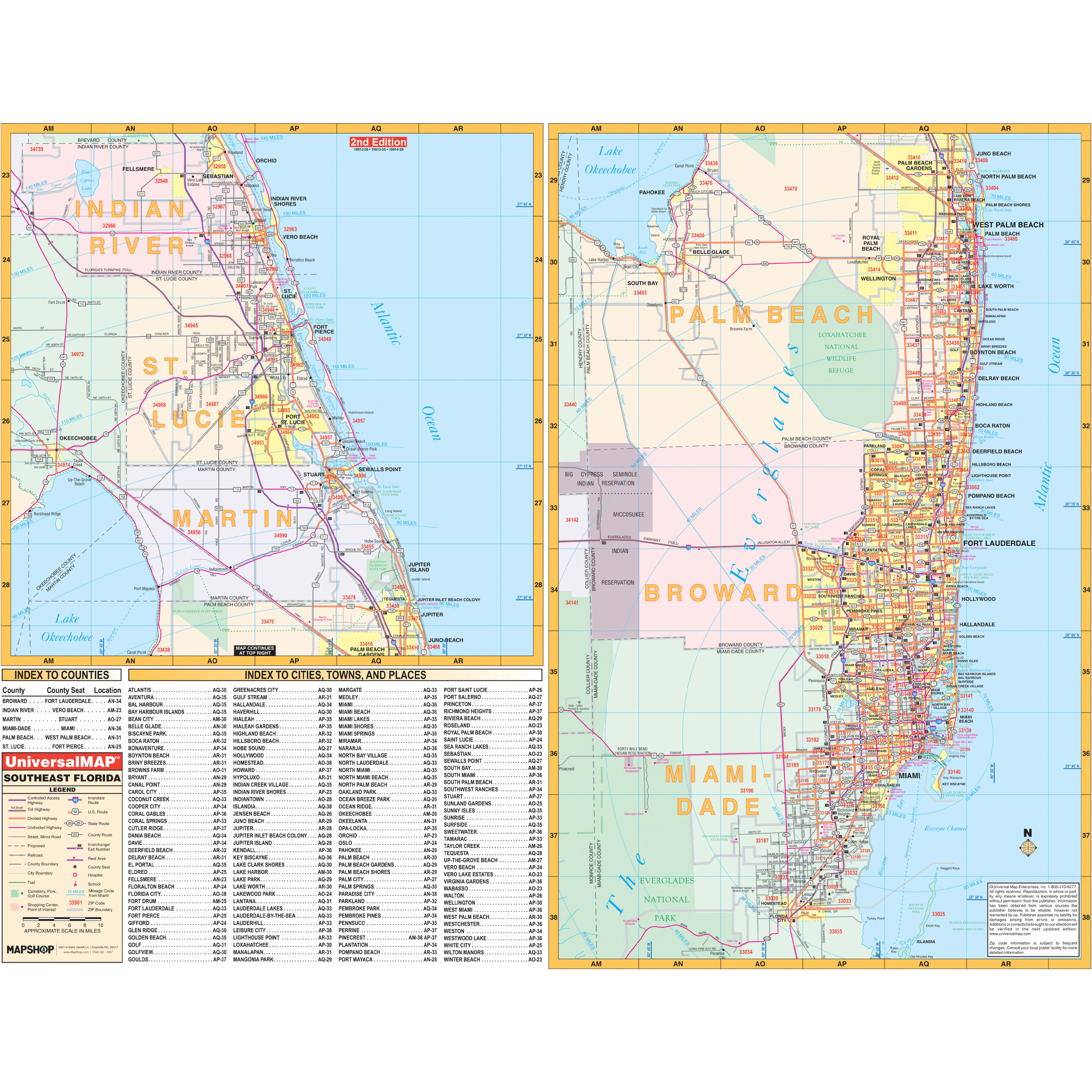 Southeast Florida Regional Wall Mapkappa - The Map Shop throughout Map Of Islands Off The East Coast Of Florida