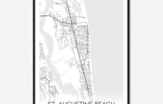 St. Augustine Beach Florida Map Poster, Modern Home Decor Wall Art Print -  Custom Maps &amp; Posters throughout Map of St Augustine Beach