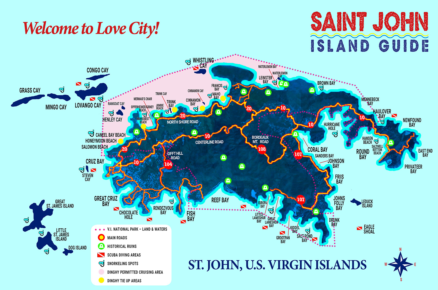 St. John Beaches - U.s. Virgin Islands throughout St John Usvi Map With Beaches
