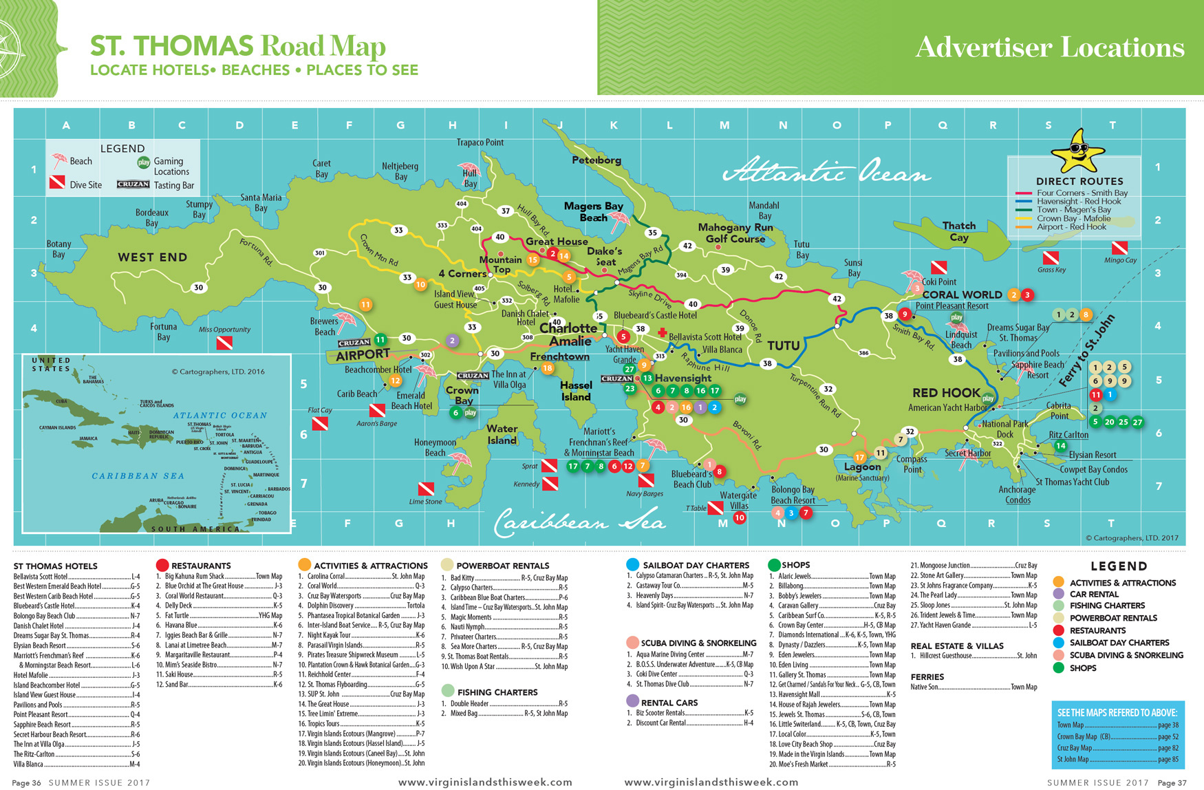 St. Thomas Island Road Map - Virgin Islands This Week for Map Of St Thomas Usvi Beaches