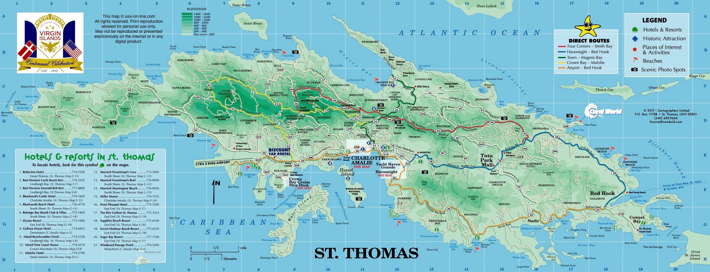St. Thomas Virgin Islands Map | Usvi-On-Line in St Thomas Virgin Islands Map With Beaches