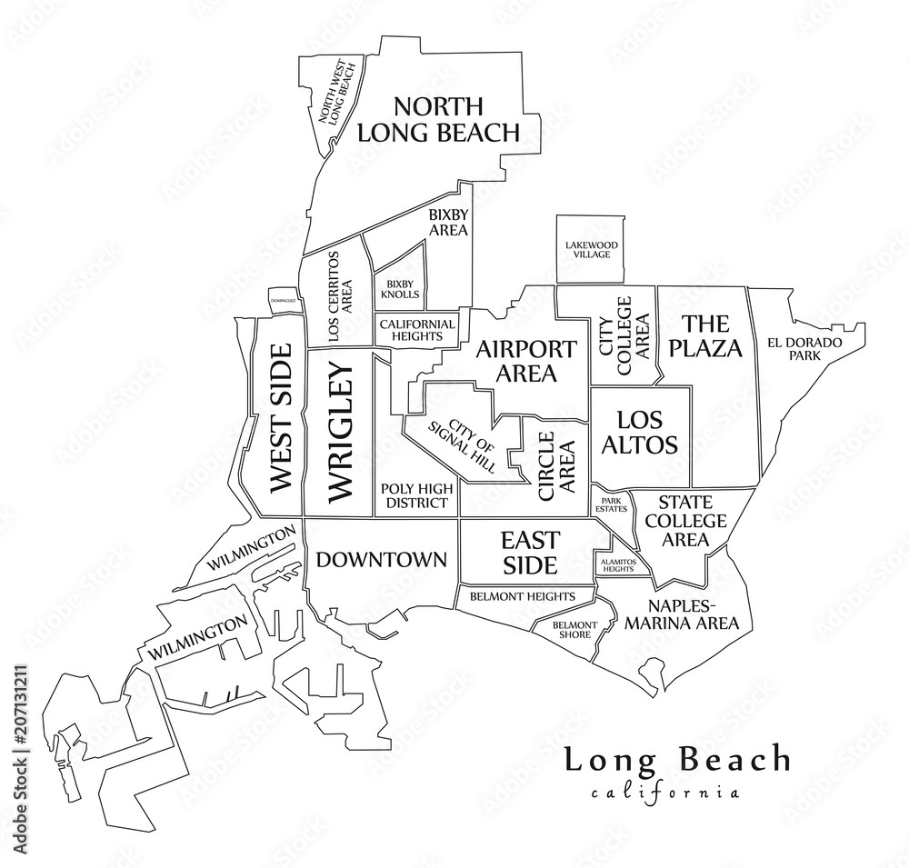Stock-Vektorgrafik „Modern City Map - Long Beach California City intended for Long Beach Ca City Map