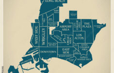 Stock-Vektorgrafik „Modern City Map - Long Beach California City with regard to Map of Long Beach Ca Neighborhoods