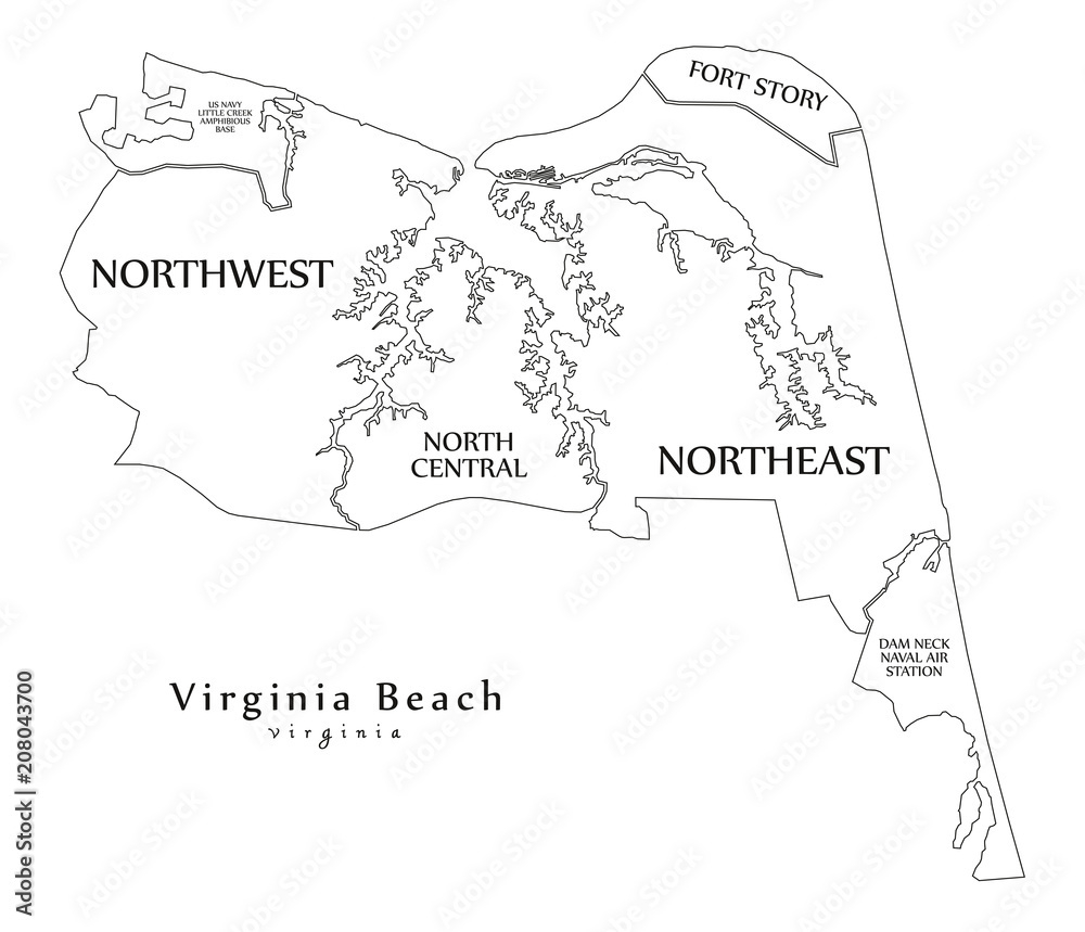 Stock-Vektorgrafik „Modern City Map - Virginia Beach Va City Of regarding Map of Virginia Beach Neighborhoods
