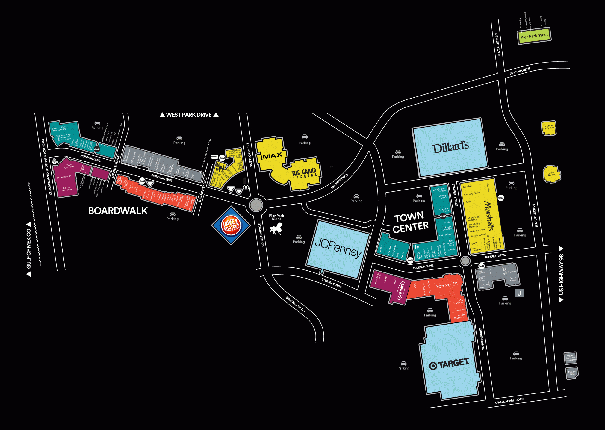 Store Directory For Pier Park® - A Shopping Center In Panama City throughout Map of Pier Park Panama City Beach Fl