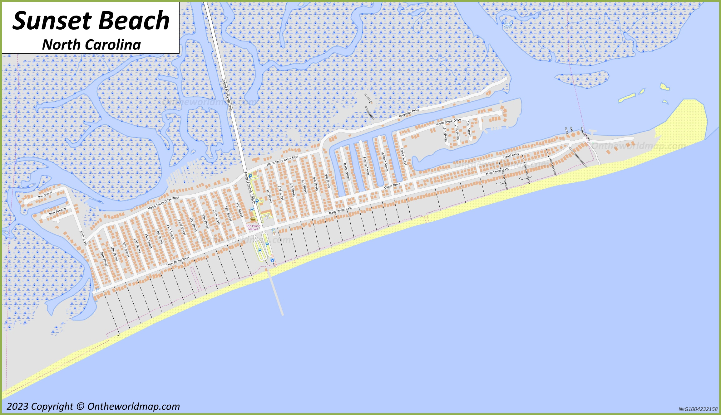 Sunset Beach Map | North Carolina, U.s. | Detailed Maps Of Sunset inside Map Of Sunset Beach Nc