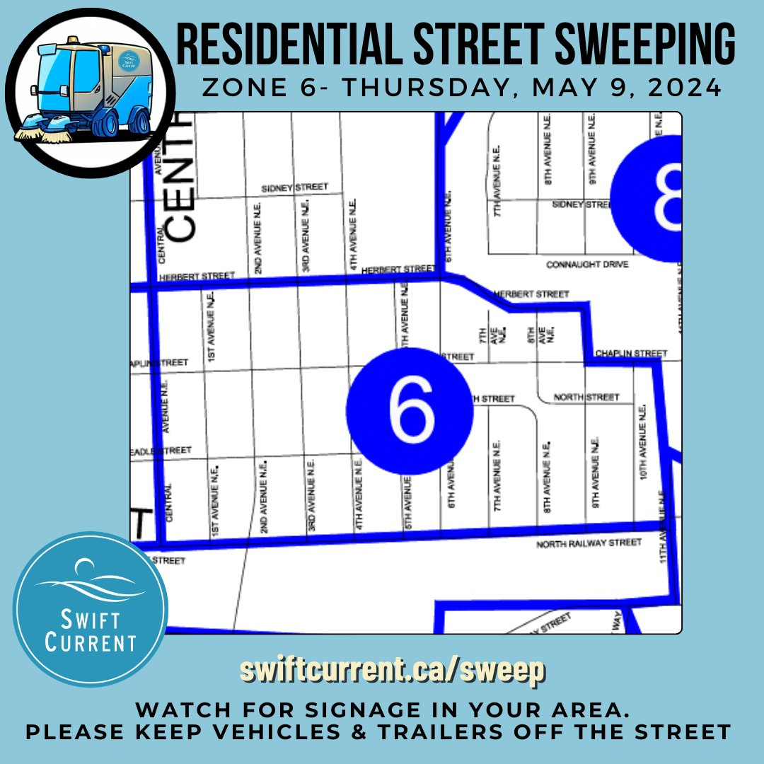 Swift Current On X: &amp;quot;City Crews Will Be Street Sweeping In Zone 6 within Long Beach Street Sweeping Schedule Map