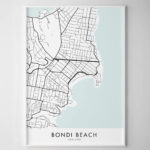 Sydney – Bondi Beach Map Print   Chelsea Chelsea Regarding Map Of Bondi Beach Sydney Australia