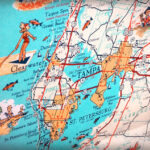 Tampa Clearwater St Petersburg Beach Retro Beach Map Print Funky Within Map Of St Petersburg Beach Florida