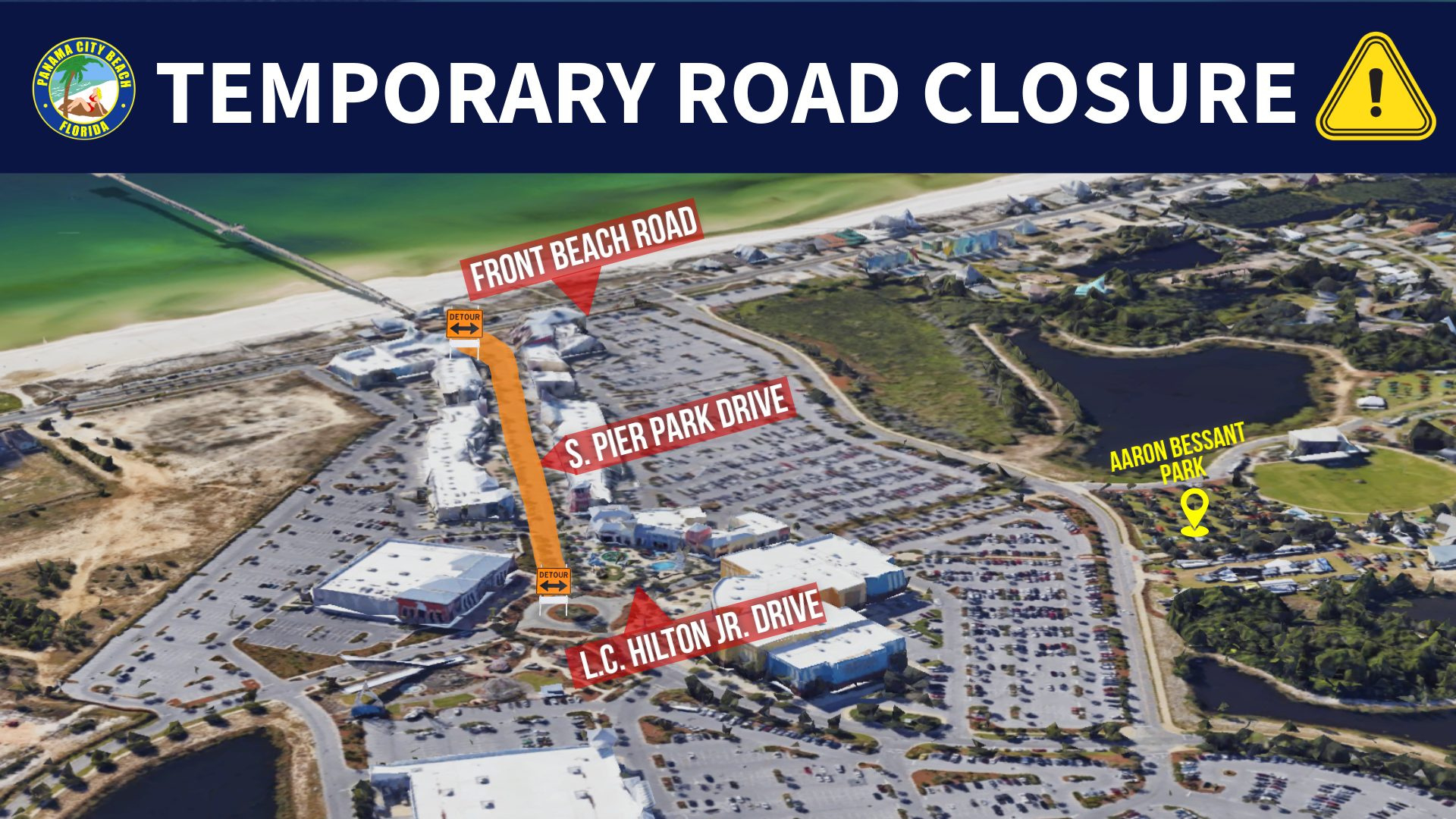 Temporary Road Closure Announced For South Pier Park Drive pertaining to Map Of Pier Park Panama City Beach Fl
