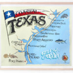 Texas Coastal Beach Map Poster Decor Print Vintage Style Sign Lone In Map Of Texas Gulf Beaches