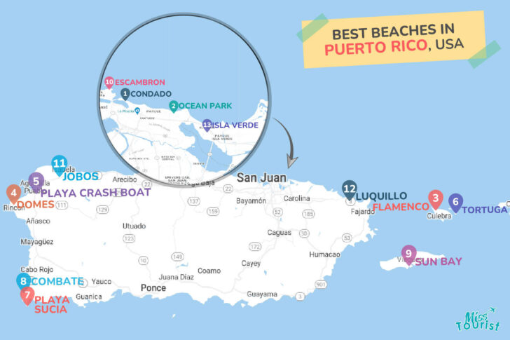Map of Beaches in Puerto Rico