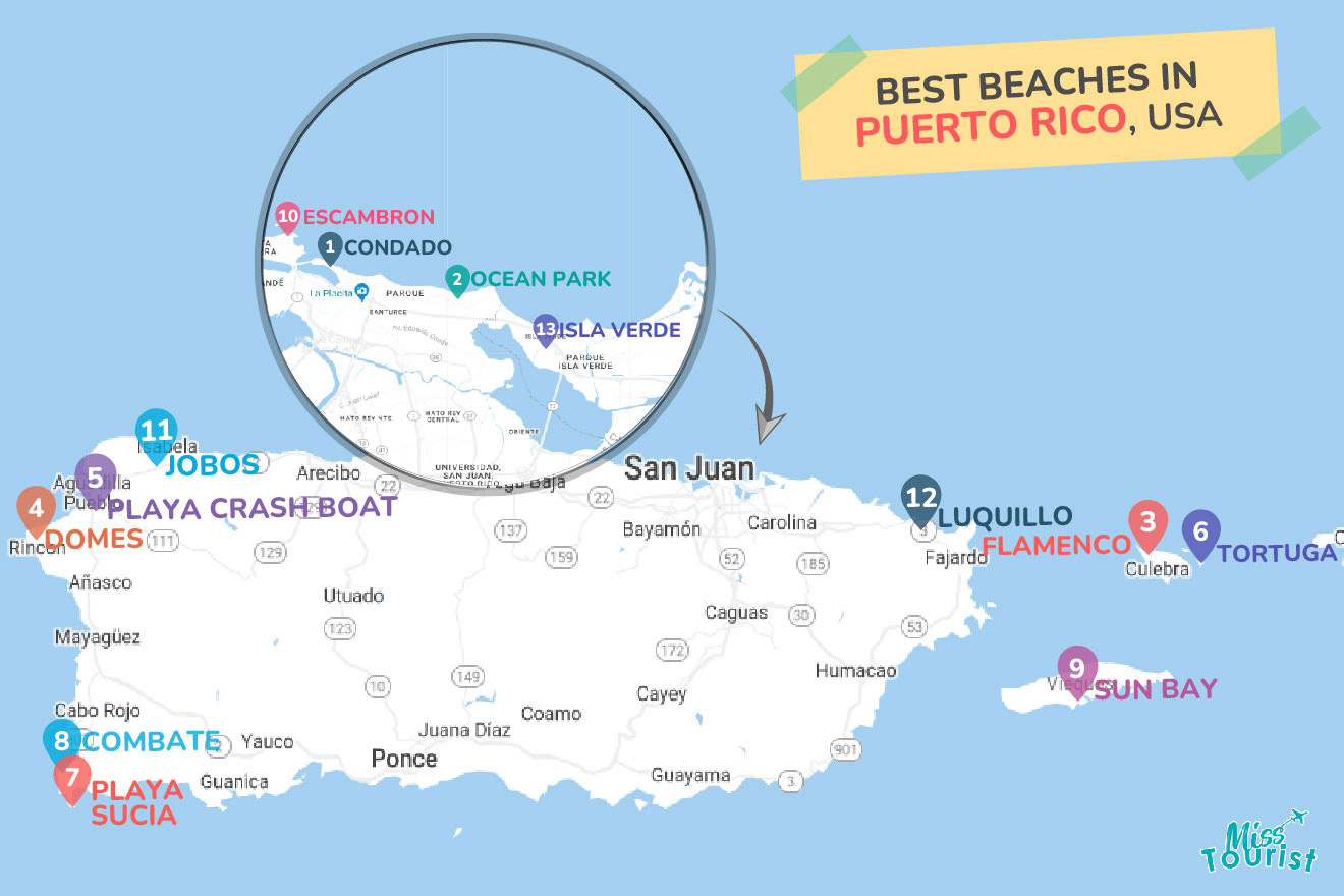The 13 Best Beaches In Puerto Rico, For Any Taste intended for Puerto Rico Map of Beaches