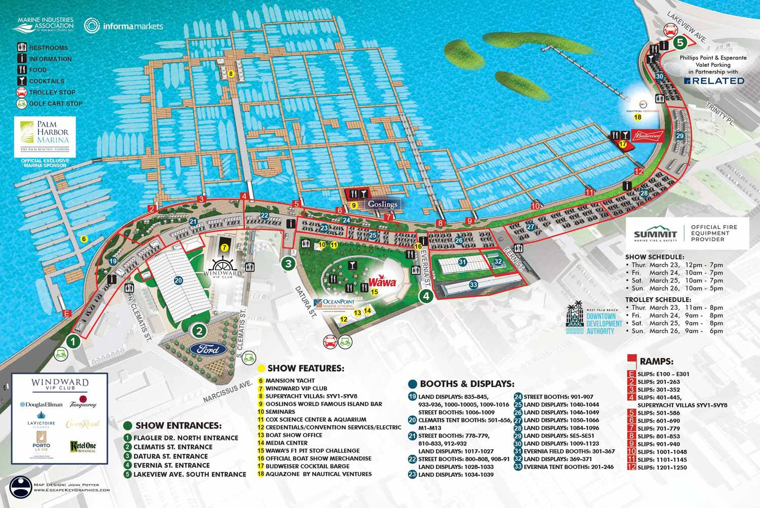 The 2023 Palm Beach International Boat Show Map for Palm Beach Boat Show Map