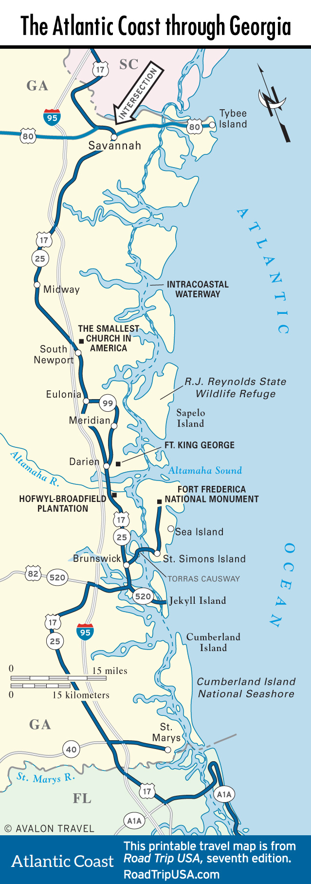 The Atlantic Coast Route Across Georgia | Road Trip Usa throughout Map Of Beaches In Georgia