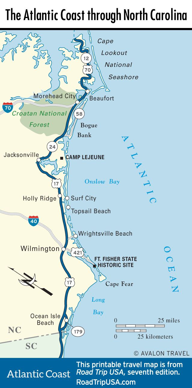 The Atlantic Coast Route Across North Carolina | Road Trip Usa pertaining to Atlantic Beach North Carolina Map