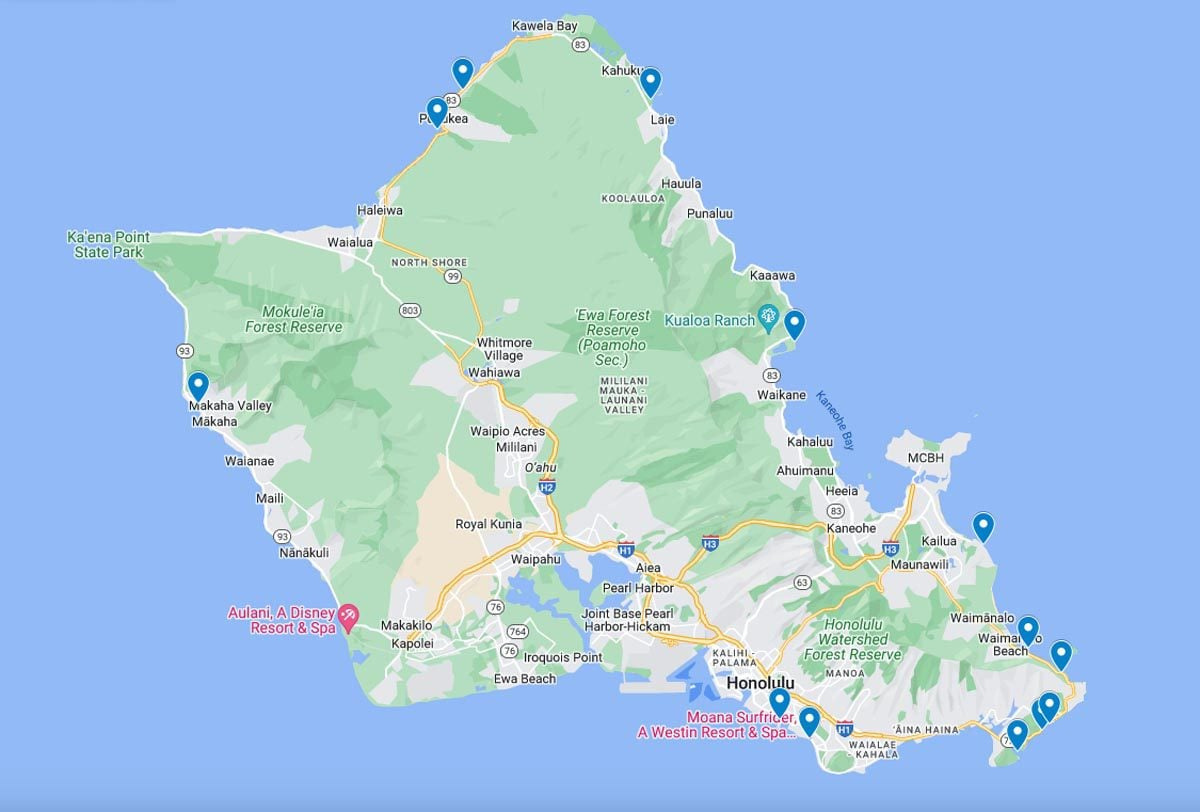 The Best Beaches In Honolulu &amp;amp; Oahu | 13 Stunning Beaches Beyond within Best Beaches on Oahu Map