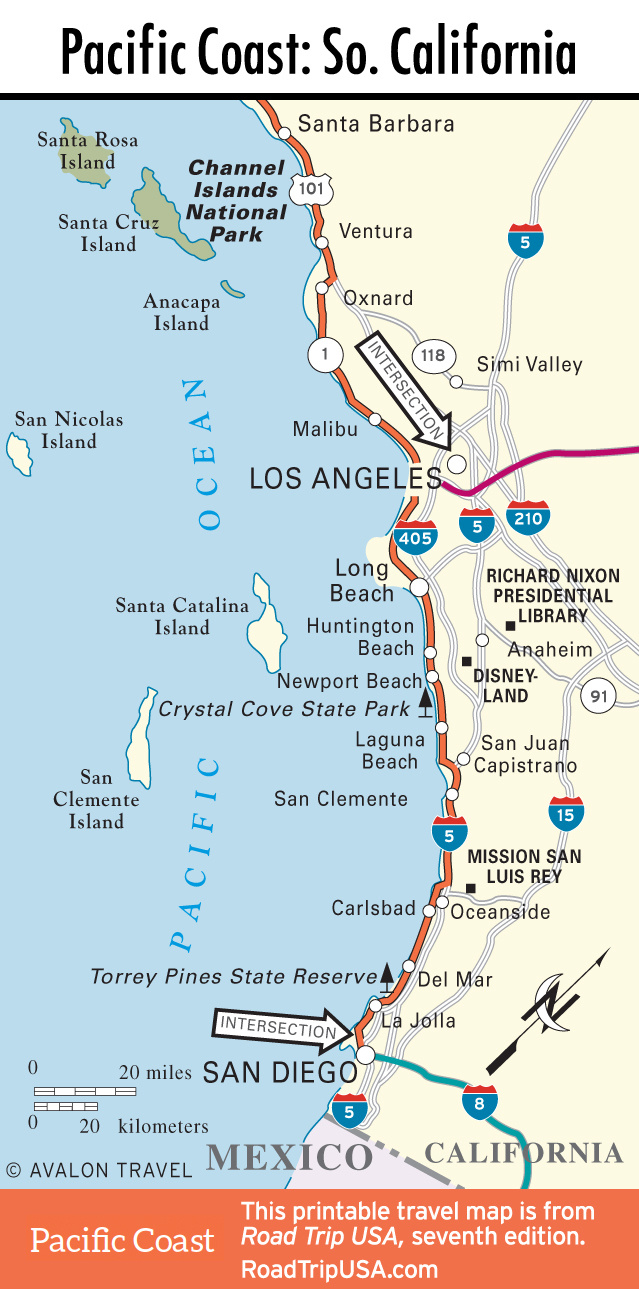 The Pacific Coast Route Through Southern California | Road Trip Usa for Map of Beach Towns in Southern California