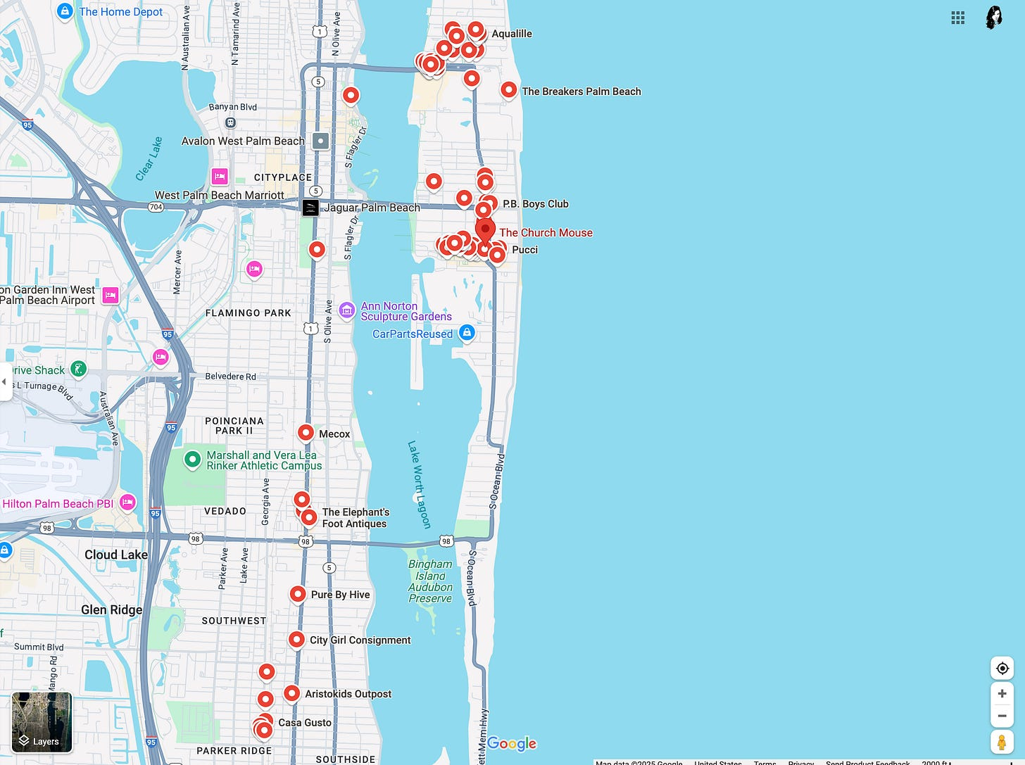 The Palm Beach Shopping Map -Jess Graves for Bio One Of West Palm Beach Google Maps