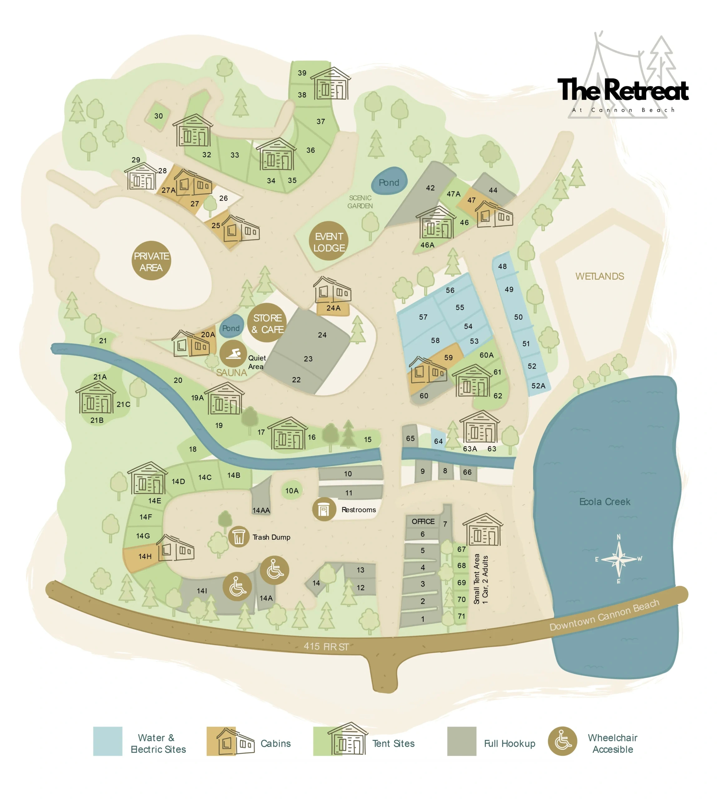 The Retreat At Cannon Beach | Park Map & Site Layout in Map of Cannon Beach Or