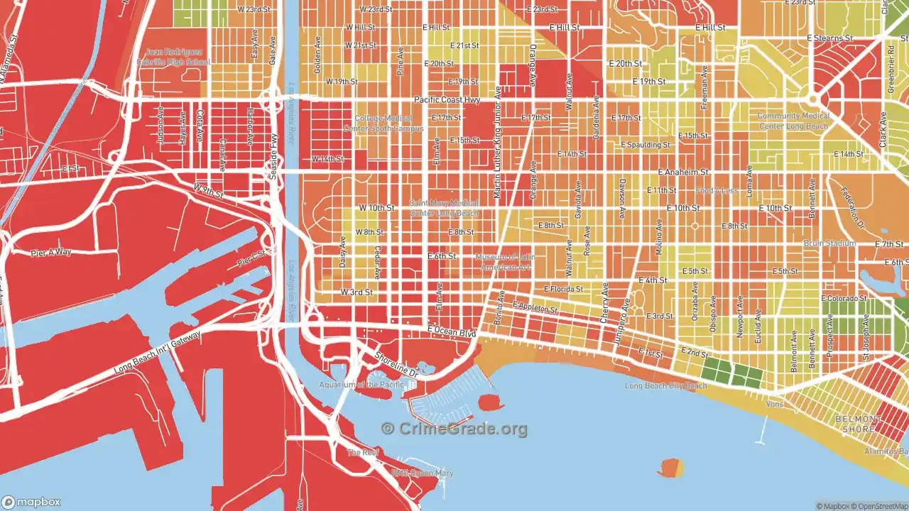 The Safest And Most Dangerous Places In Downtown Long Beach, Long throughout Long Beach Ca Crime Map