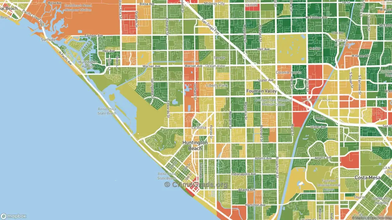 The Safest And Most Dangerous Places In Huntington Beach, Ca with regard to Crime Map Huntington Beach Ca