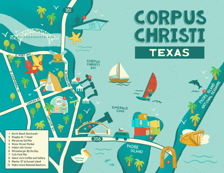 Corpus Christi Map of Beaches