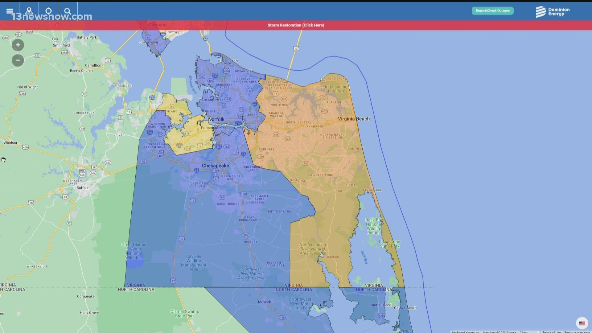 Thousands In Virginia Beach Lose Power inside Dominion Power Outage Map Virginia Beach
