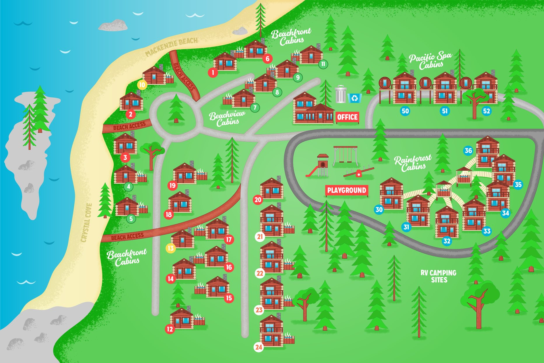 Tofino Cabins Map | Crystal Cove Beach Resort regarding Crystal Cove Beach Cottages Map