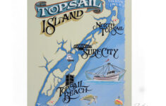 Topsail Island North Carolina Beach Map Print | Beach House Decor pertaining to Map Of Topsail Beach Nc