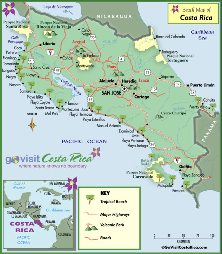 Map of Beaches in Guanacaste Costa Rica