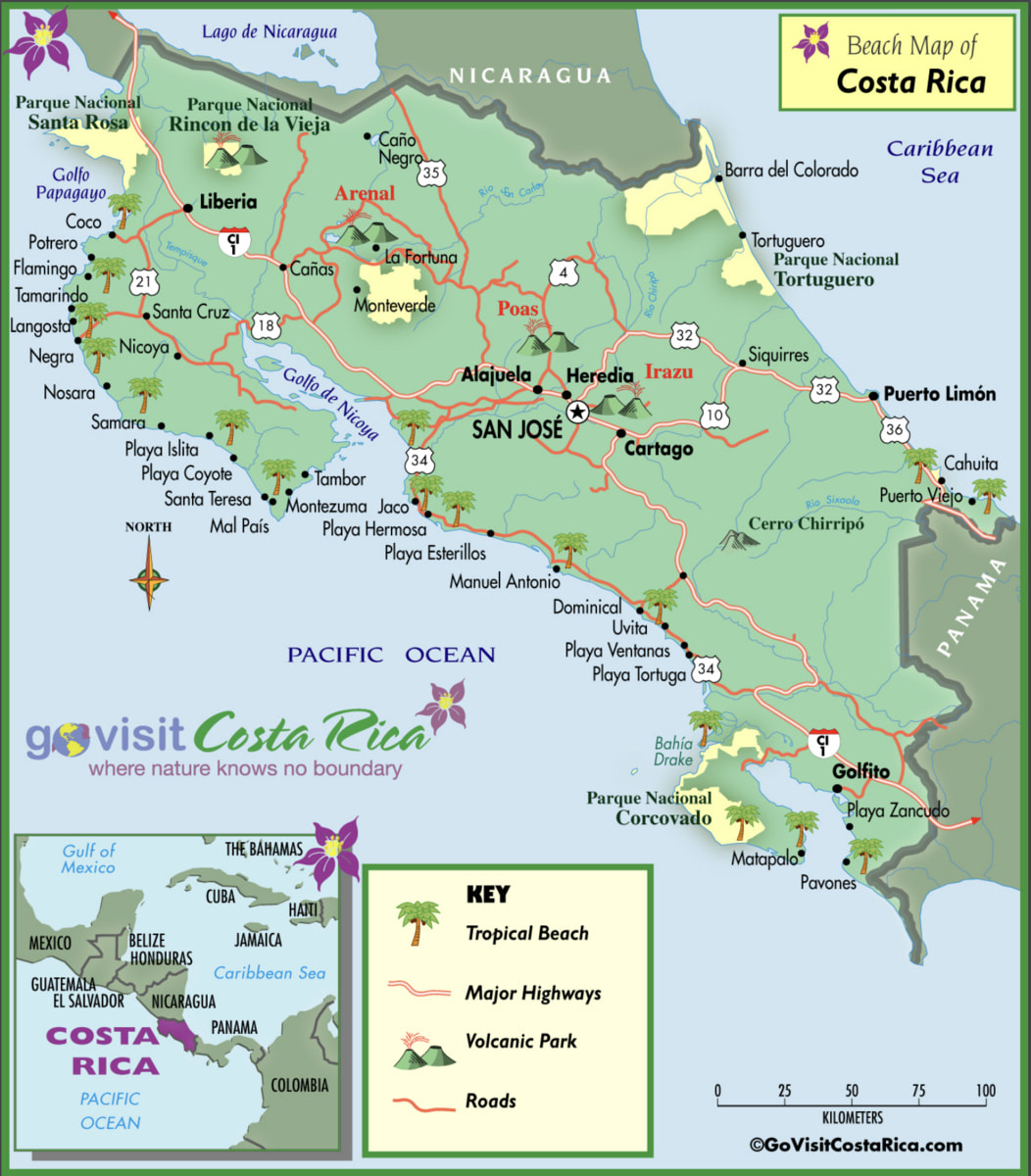 Tourist Maps Of Costa Rica – Beaches, Cities &amp;amp; More pertaining to Map of Beaches in Costa Rica