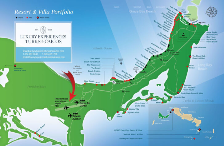 Map Beaches Turks and Caicos