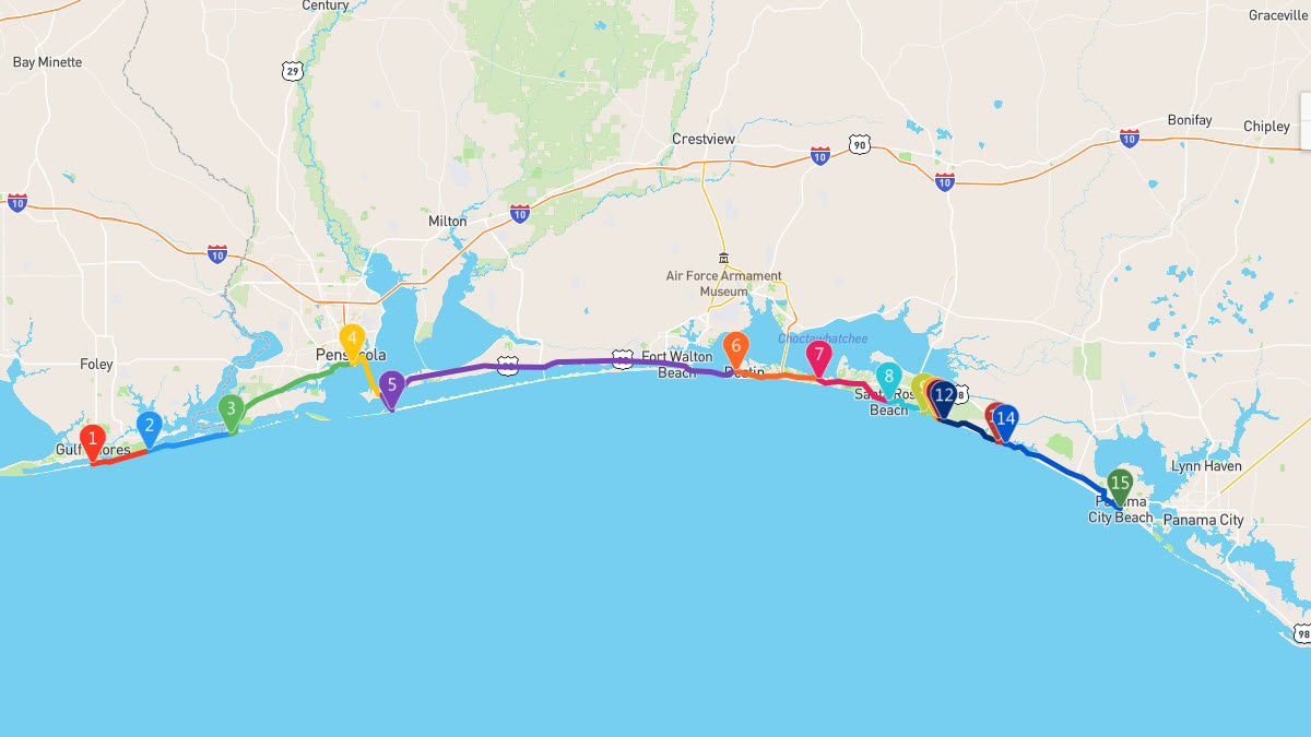 Ultimate Gulf Coast Beach Road Trip: Alabama To Florida | Geovea intended for Map Of Alabama Florida Gulf Coast