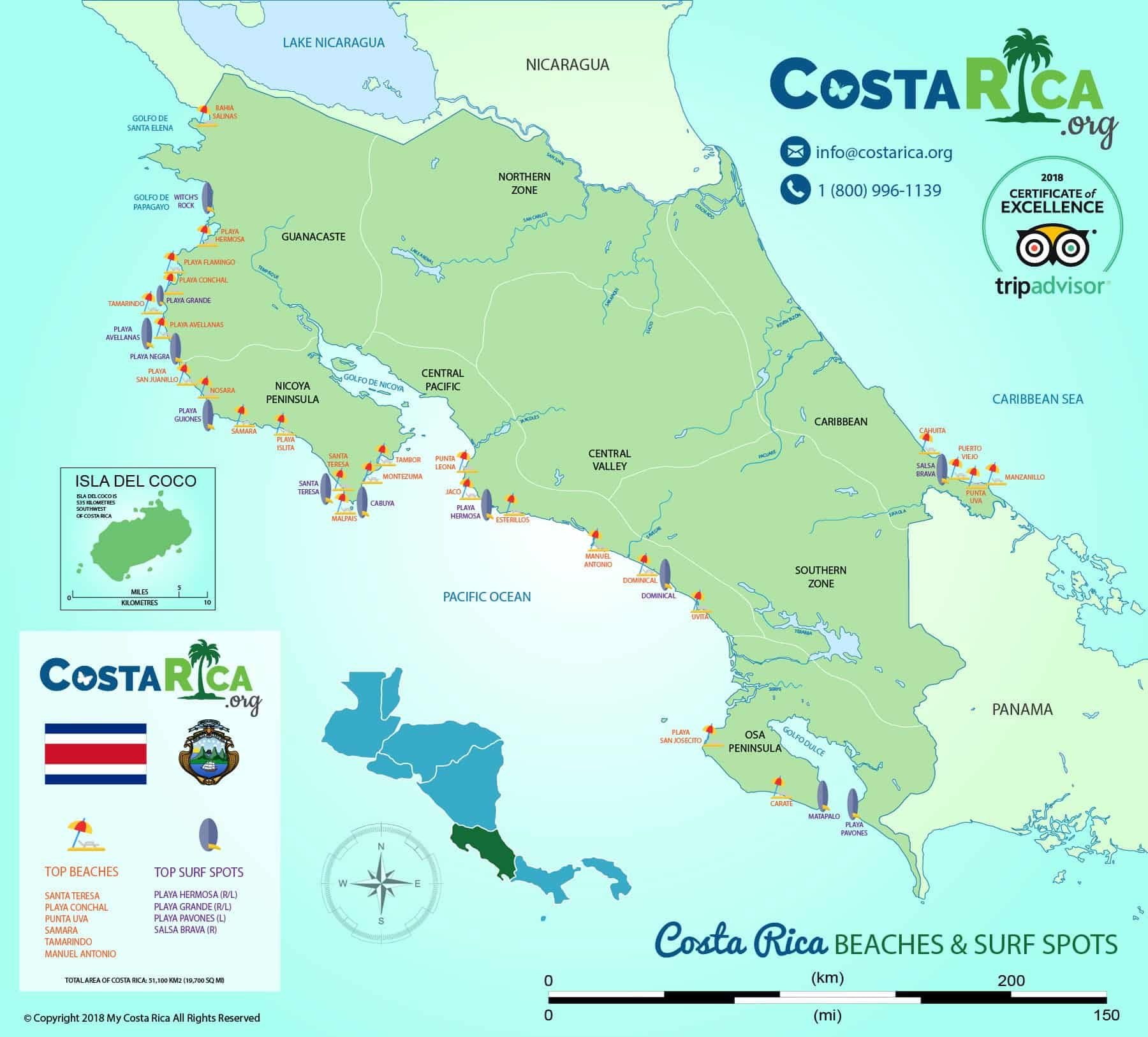 Unser Guide Zu Costa Rica&amp;#039;S Schönsten Stränden! Karibik &amp;amp; Pazifik with Samara Beach Costa Rica Map